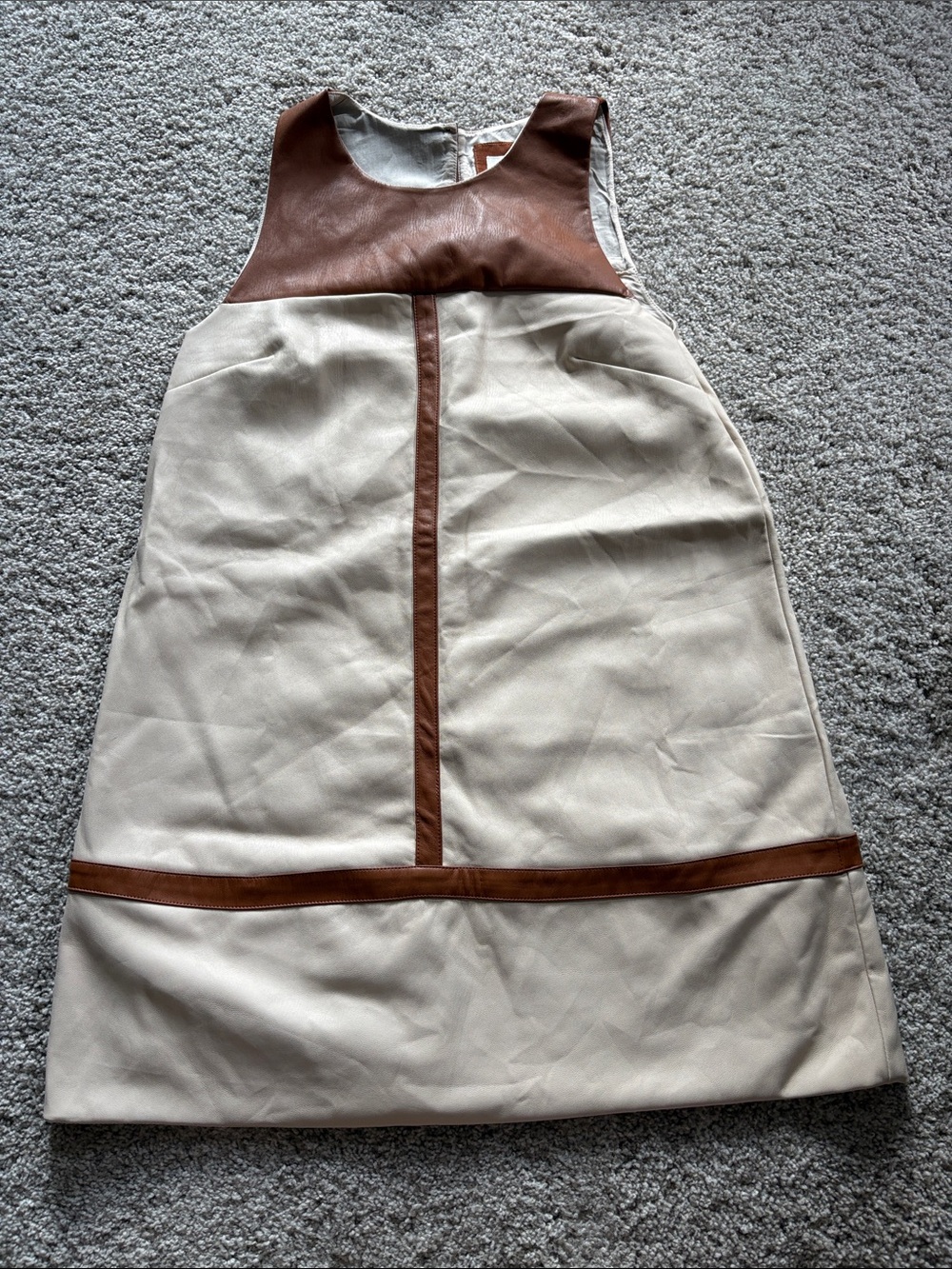 Anthropologie Cream Mini Dress with Brown Trim